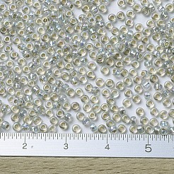 MIYUKIラウンドロカイユビーズ  日本製シードビーズ  11/0  （rr3192)シルバーラインクリスタルab  2x1.3mm  穴：0.8mm  約50000個/ポンド&nbsp;SEED-G007-RR3192