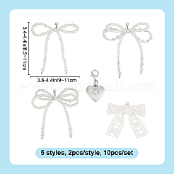 10Pcs 5 Styles Alloy Rhinestone & ABS Plastic Imitation Pearl Shoes Charms&nbsp;HJEW-DR00096