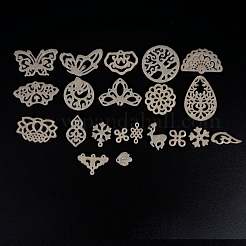 ペンダントシリコンモールド  エポキシレジン型  UVレジン用  DIYジュエリークラフト作り  蝶＆木＆花  ホワイト  10x14.4cm&nbsp;X-DIY-E010-03