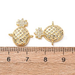 Brass Micro Pave Clear Cubic Zirconia Fruit Connector Charms&nbsp;CU-H002-04G