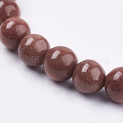 合成ゴールドストーン金砂石ビーズ連売り  ラウンド  8mm  穴：1mm  約48個/連  14.9インチ&nbsp;G-R193-04-8mm