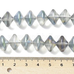 電気メッキガラスビーズセット  空飛ぶ円盤型のビーズ  濃いグレー  14x10~10.5mm  穴：1.2~1.4mm  約60個/連  23.78''（60.4センチメートル）&nbsp;EGLA-G038-01A-HP01