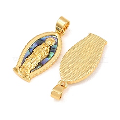Brass with Natural Paua Shell Religion Pendants&nbsp;KK-Z140-21G