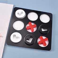 Tictactoeボードゲームシリコンモールド  xofunファミリーゲームシリコーンエポキシ樹脂鋳造  DIYキッズ大人用テーブルゲーム用  ホワイト  237x190x12.5mm  フラットラウンド：42mm  クロス：35x35mm&nbsp;DIY-I036-11