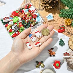 48 個 24 スタイル クリスマステーマの不透明樹脂カボション  混合図形  ミックスカラー  14~29x14~24x4.5~8mm  2個/スタイル&nbsp;RESI-CJ0004-82