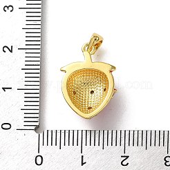 真鍮製マイクロパヴェキュービックジルコニアペンダント  エナメルスタイル  苺  ゴールドカラー  18.5x13x5.5mm  穴：4x3mm&nbsp;KK-P320-07B-G
