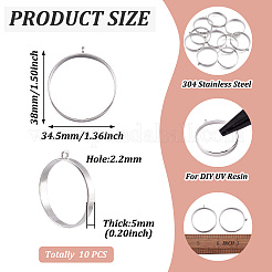 合金オープンバックベゼル大きなペンダント  UVレジンDIY用  エポキシ樹脂  プレスジュエリー  リング  プラチナ  38x34.5x5mm  穴：2.2mm&nbsp;PALLOY-TA0021-01P