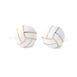 304ステンレススチールスタッドピアス  エナメル  ボールシリーズ  ゴールドカラー  バレーボール  10mm&nbsp;EJEW-Q028-02B-G