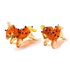 手作りでこぼこのランプワークの家の装飾  ギフト用の3D馬の装飾品.  オレンジ  29.5x10.5~11x19~20mm&nbsp;LAMP-K039-02