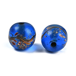 手作りランプワークビーズ  ラウンド  士官候補生ブルー  20.5-21x19-20mm  穴：4mm&nbsp;BLOW-D006-01D