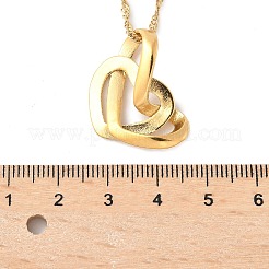 女性用304ステンレスペンダントネックレス  18KGP本金メッキ  ハート  22.17インチ（56.3cm）&nbsp;NJEW-U040-02A-G