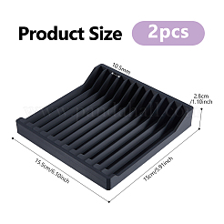 プラスチック製CDディスク収納用スロット付きディスプレイスタンド  長方形  ブラック  15.5x15x2.8cm&nbsp;ODIS-WH0043-319