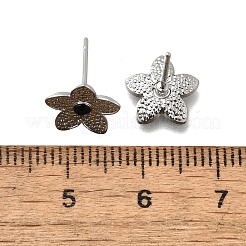 304ステンレススチールスタッドピアス  ラインストーン付き  花  ステンレス鋼色  10x10mm&nbsp;EJEW-F361-17P