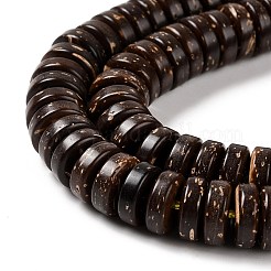ココナッツビーズ連売り  フラットラウンド/ディスク  ヒシビーズ  ココナッツブラウン  8x3mm  穴：1.5mm  約110~111個/連  13.27''（33.7~33.8センチメートル）&nbsp;COCB-D003-02B
