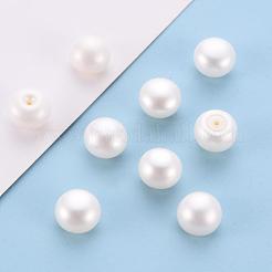 グレードAAA天然養殖淡水パールビーズ  片穴  半円  ホワイト  9~9.5x6.5mm  半分穴：1mm&nbsp;PEAR-R008-9-9.5mm-01