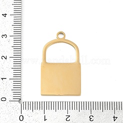 304ステンレスペンダント  愛のチャームという言葉が付いた南京錠  イオンプレーティング（ip）  18KGP本金メッキ  30x17.5x1.5mm  穴：2.5mm&nbsp;STAS-I325-122G