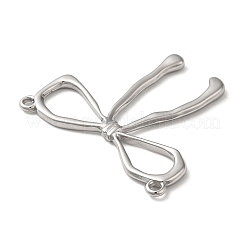 変色しない304ステンレススチールペンダント  ちょう結びのチャーム  ステンレス鋼色  32x40x2.5mm  穴：1.8mm&nbsp;STAS-Q252-34P