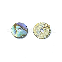 天然パウア貝/アワビ貝のビーズ  ディスク/フラットラウンド  ヒシビーズ  10x1mm  穴：1mm&nbsp;SSHEL-E551-31