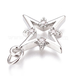 Brass Micro Pave Clear Cubic Zirconia Pendants&nbsp;ZIRC-O035-22P