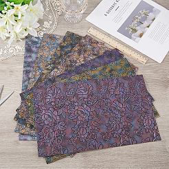7枚 7色 花柄 合成皮革生地  DIYクラフト製作用品  ミックスカラー  330x200mm  1pc /カラー&nbsp;DIY-CL0001-49