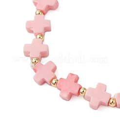Synthetic Coral Dyed Beaded Stretch Bracelets for Men Women&nbsp;BJEW-JB12145-02