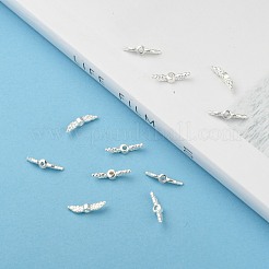 チベット風合金ビーズ  カドミウムフリー＆ニッケルフリー＆鉛フリー  天使の翼  銀  12x3x3mm  穴：1.5mm  約7100個/1000g&nbsp;K0PAC021-01S