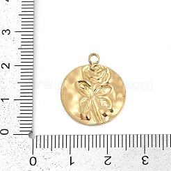 304ステンレスペンダント  花柄  18KGP本金メッキ  イオンプレーティング（ip）  フラットラウンド  21x18x2mm  穴：1.8mm&nbsp;STAS-I325-115B-G