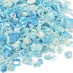 不透明な腹筋プラスチック ビーズ  混合図形  ディープスカイブルー  11~22x11~29x2.5~9.5mm  穴：1.5~2mm  100 G /袋&nbsp;FIND-TAC0016-33B