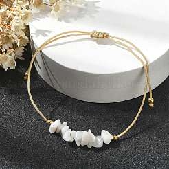Natural Moonstone Chips Braided Bead Bracelets&nbsp;BJEW-JB09851-06
