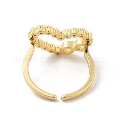 Colorful Cubic Zirconia Heart with Infinity Open Cuff Ring&nbsp;RJEW-B042-01