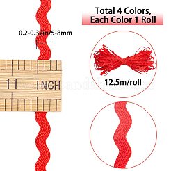 4 Strands 4 Colors Polyester Wave Bending Fringe Trim&nbsp;OCOR-GF0002-43C