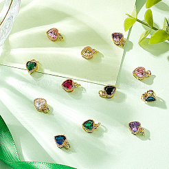 16Pcs 8 Colors Real 18K Gold Plated Brass Inlaid Cubic Zirconia Charms&nbsp;FIND-GA0002-34