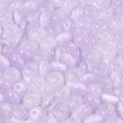 Fgbグレードaドローベンチスタイルガラスシードビーズ  ロンデル  模造キャットアイビーズ  ライラック  7.5x4.5mm  穴：1.2~1.4mm  約1250個/ポンド&nbsp;SEED-Q040-02A-08
