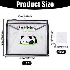 プラスチック製の洋服掛け収納バッグ  パンダ模様の長方形  ブラック  330x380x10mm&nbsp;AJEW-WH0752-256