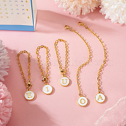 5Pcs 5 Styles Flat Round with Letter Alloy Enamel Wine Glass Charms&nbsp;HJEW-TA0001-14