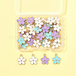 40本4色合金エナメルチャーム  花  ミックスカラー  15x13x2.5mm  穴：1.5mm  10個/カラー&nbsp;ENAM-FS0003-37