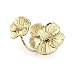 304ステンレススチールカフリング  花  18KGP本金メッキ  usサイズ8 1/2(18.5mm)&nbsp;RJEW-C127-01G