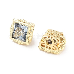 Brass Micro with Single Light Sky Blue Zirconia Beads&nbsp;KK-C051-31G