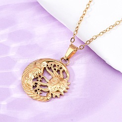 Moon & Star & Sun 304 Stainless Steel Pendant Necklaces&nbsp;NJEW-H059-14G