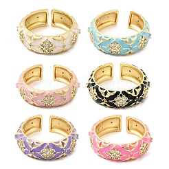 Brass Micro Pave Cubic Zirconia Cuff Open Rings for Women&nbsp;RJEW-B160-05G