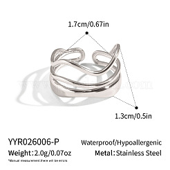 304 Stainless Steel Layered Waved Cuff Rings&nbsp;LS-IP1219-3