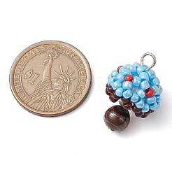 Seed Beads & Natural Tiger Eye Beaded Charms&nbsp;PALLOY-MZ00333-05