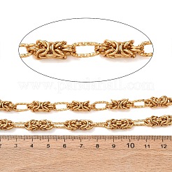 304ステンレスノットリンクチェーン  溶接されていない  スプールで  ゴールドカラー  18x6x6mmと11x6x1mm&nbsp;CHS-A021-06A-G