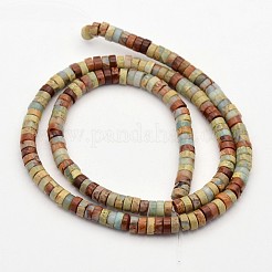 フラットラウンド/ディスク合成アクアテラジャスパービーズ連売り  印象ジャスパー  ヒシビーズ  染め  4x2mm  穴：1mm  約181個/連  15.7インチ&nbsp;G-N0160-02-3x4