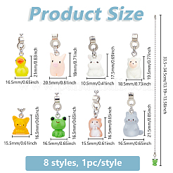 8Pcs 8 Styles Animal Theme Resin Charms Ceiling Fan Pull Chain Extenders&nbsp;AJEW-DC00004