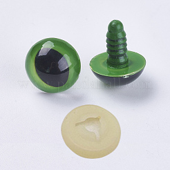 クラフト用品プラスチック人形の目パーツ  パッド付き  ぬいぐるみの目  安全の目  グリーン  15mm  ピン：5.5mm&nbsp;DIY-WH0045-25F