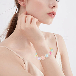 100個透明アクリルビーズ  二層ビーズ  ABカラー  多面カット  ラウンド  ミックスカラー  16mm  穴：3mm&nbsp;TACR-SC0002-70