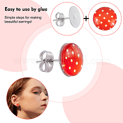 DIY Half Round with Tartan Pattern Stud Earrings Making Kit&nbsp;DIY-CA0003-66