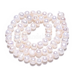 天然養殖淡水パールビーズ連売り  ポテト  乳白色  5.5~6x6.5~8.5mm  穴：0.7mm  約60~62個/連  13.78インチ（35cm）&nbsp;X-PEAR-N013-05K
