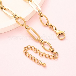 304 Stainless Steel Oval Link Chain Anklets&nbsp;AJEW-A057-01G